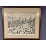 LS Lowry Gallery Proof and Handsigned Print of Huddersfield's Lockwood & Chapel Hill - 68x79cm