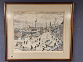 LS Lowry Gallery Proof and Handsigned Print of Huddersfield's Lockwood & Chapel Hill - 68x79cm