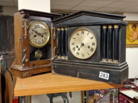 Pair of Antique Clocks inc German and Slate Examples
