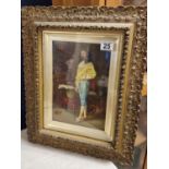 Antique Regency Era Framed Oil of a Gentleman and his Dog - 41x51cm