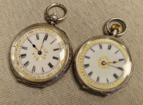 Pair of Continental European Silver Pocketwatches - 77g combined