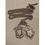 Hallmarked Silver Double Fob Pocketwatch Chain/Necklace - 59.6g