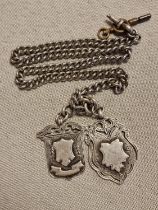 Hallmarked Silver Double Fob Pocketwatch Chain/Necklace - 59.6g