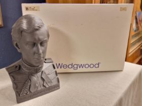 Cased 1981 Wedgwood Black Basalt Bust of Prince Charles (now King Charles) in connection with the Ro
