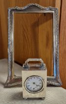 1909 Hallmarked Silver (London) Antique Miniature Carriage Clock + a Sterling Silver Picture Frame