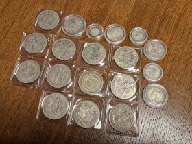 Collection of pre-1946 Silver British Coins - 227g inc cases