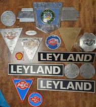 Collection of Bus and Motor Engine Advertising Logo Signs inc AEC and Leyland - Automobilia Interest