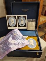 Rare 1973 Wedgwood Limited Editon Three-Drawer Jasperware Portrait Medallions Set (14 pieces) - made