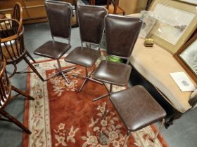 Retro Trio of Chrome & Leather Bar Stools + a Stool