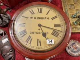 Antique W.H Ingham of Gateshead Railway Clock - 40cm diameter