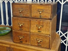 Set of Three Library Card Twin Filing Drawers