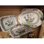 Trio of 19th Century Staffordshire Pottery Floral & Chinese Inspired Serving Platters