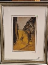 Original Harold Riley (1934-2023) Charcoal & Pastel Piece, titled 'The Go Cart' from 1966, 66.5x53.5
