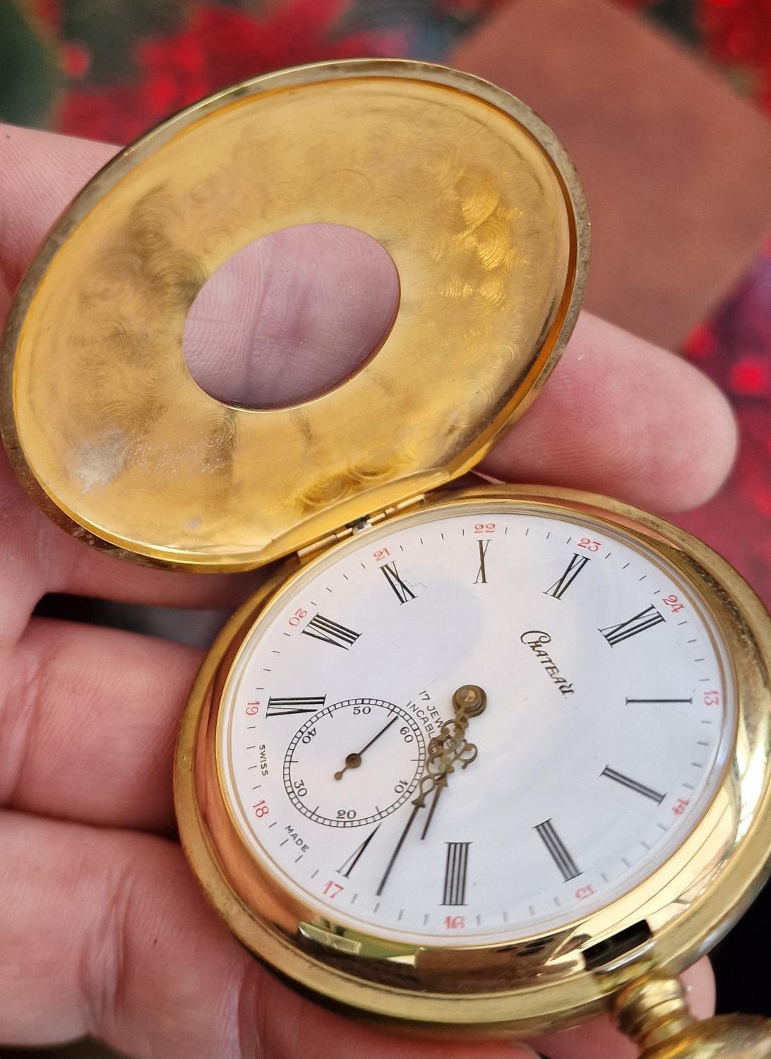 Swiss Chateau Gold-Plated Pocketwatch - Image 2 of 2