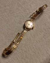 9ct Gold Ladies Rotary Cocktail Watch & Strap - 14.5g total