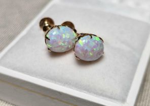 9ct Gold & Opal Earrings (Screwback)