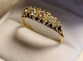 Antique 18ct Gold & Five Stone Diamond Dress Ring, 3.55g & size T