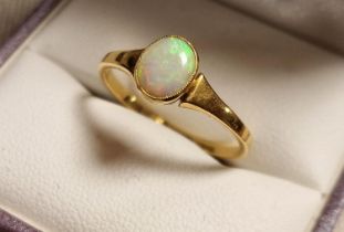 18ct Gold & Opal Dress Ring, 2g & size O