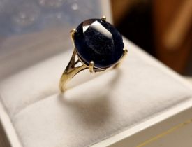 9ct Gold & Natural Blue Indian Sapphire Dress Ring (6.85ct), 2.9g & size K