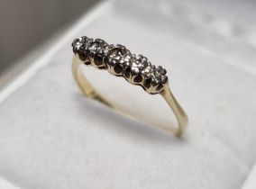 Vintage 18ct Gold & Five Diamond Dress Ring, 2.25g &size P