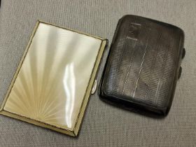 Pair of Hallmarked Silver Cigarette Cases inc a Lovely 1950's Cream Enamel Example - combined weight