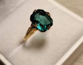 Vintage 9ct Gold & Emerald Dress Ring, size M & 2g