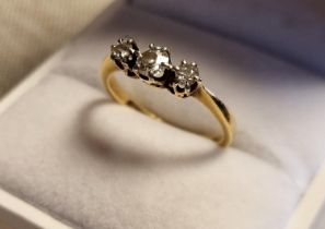 18ct Gold & Diamond Trilogy Ring, size K & 2.2g