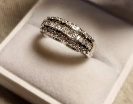 18ct White Gold & Multi Diamond Large Eternity Ring, 5.6g and size M