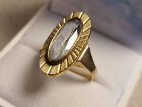 9ct Gold Art Deco Oval Dress Ring, 4.5g & size P