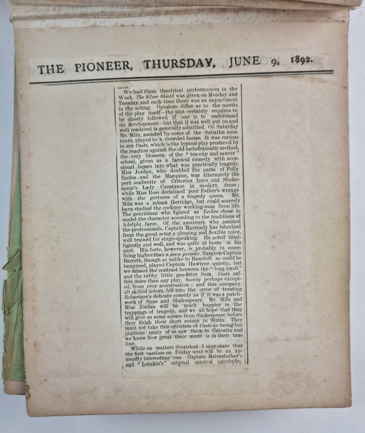 THEATRE INTEREST -Military-related newspaper clippings, theatre and military concert programs. - Image 6 of 36