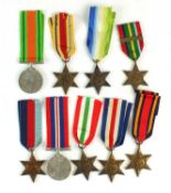 A group of nine World War two medals