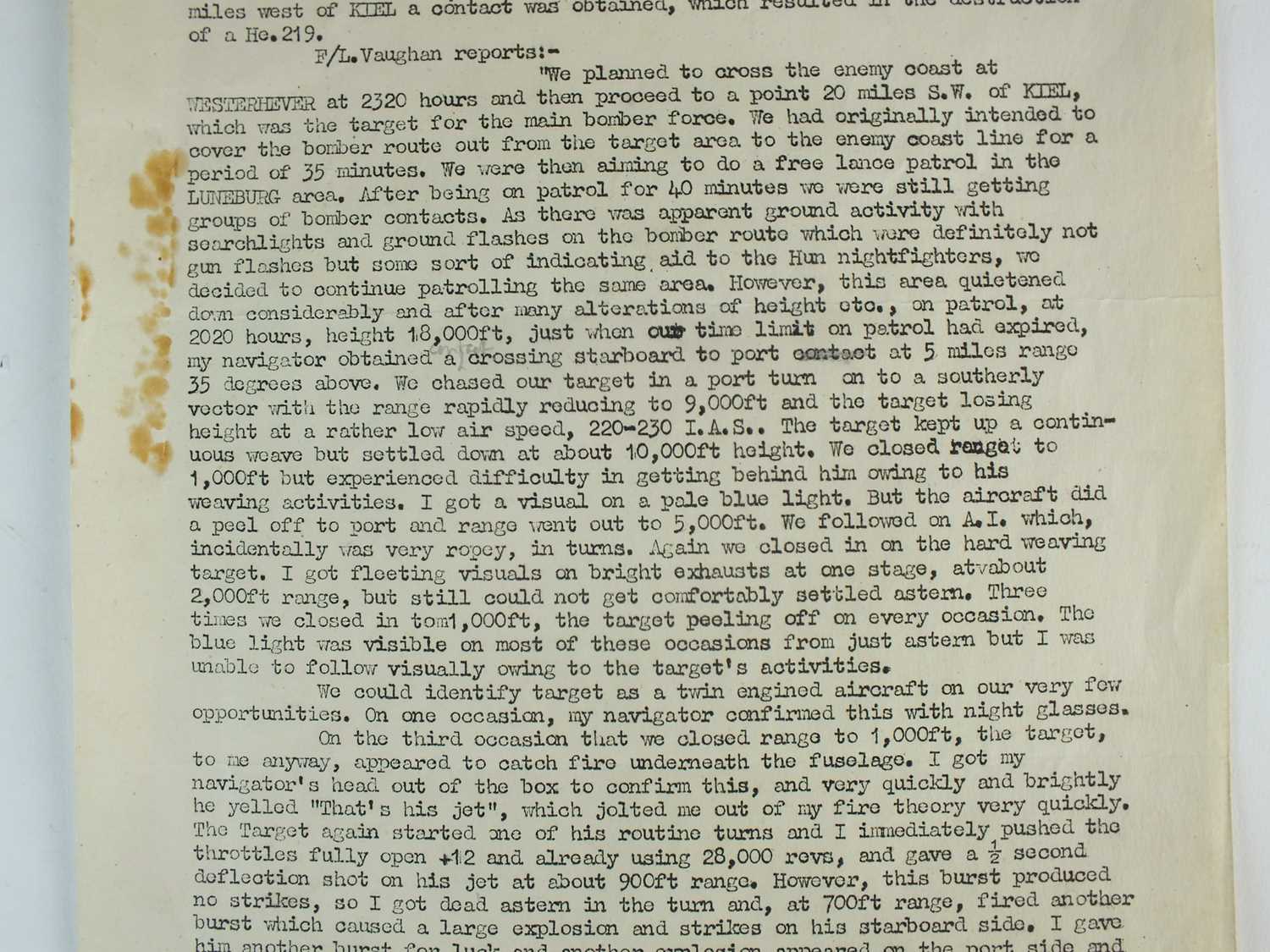 WW2 - RAF Intruder Personal Combat Report - Downed He 219 aircraft - Image 4 of 7