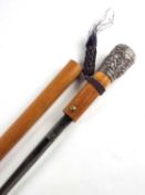 Early 20th-century gentleman's malacca walking cane with Indian-style pommel