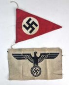 German Third Reich car pennant and German Army sports shirt eagle