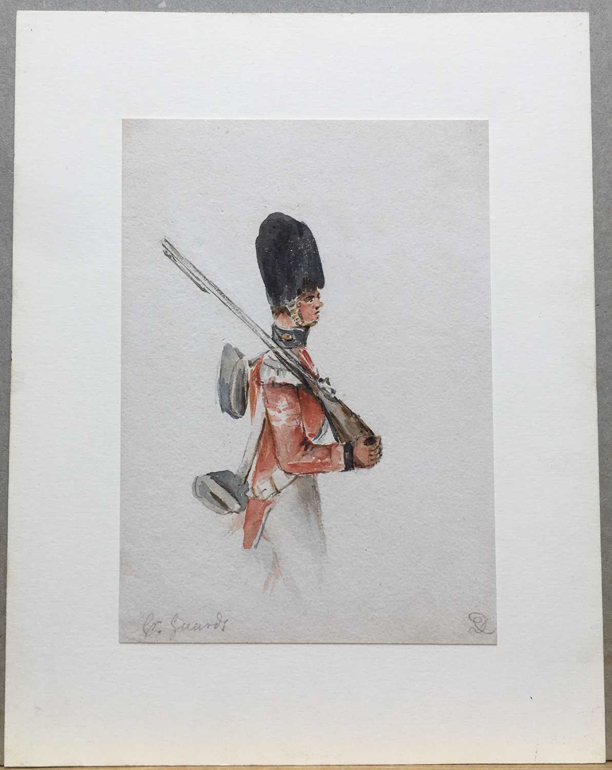 English School, group of three regimental watercolours including a triptych - Image 6 of 16