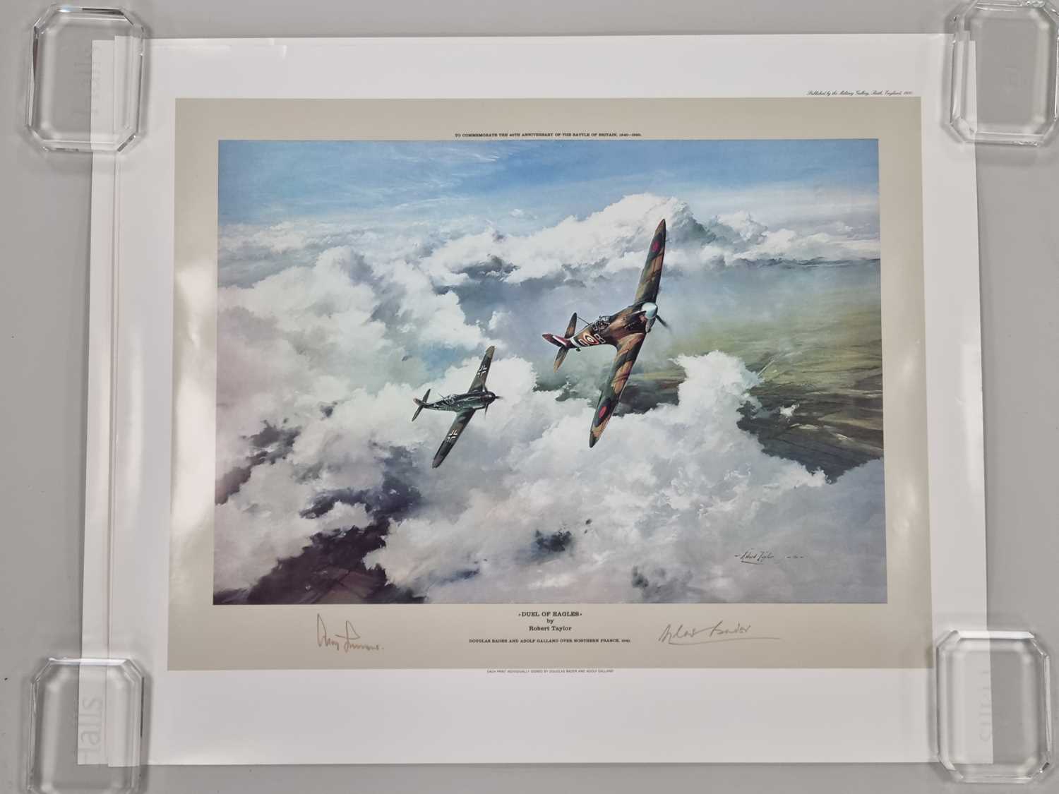 After Robert Taylor (b.1951) 'Duel of Eagles', three identical prints signed by Douglas Bader and - Image 2 of 5