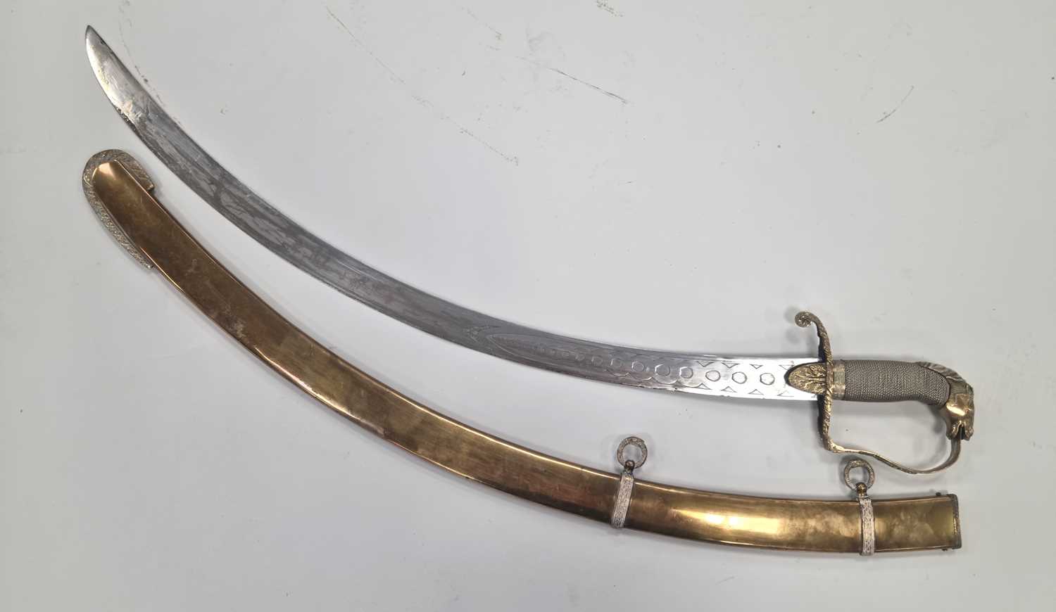 An Indian-made sabre and scabbard with horse head handle - Image 3 of 6