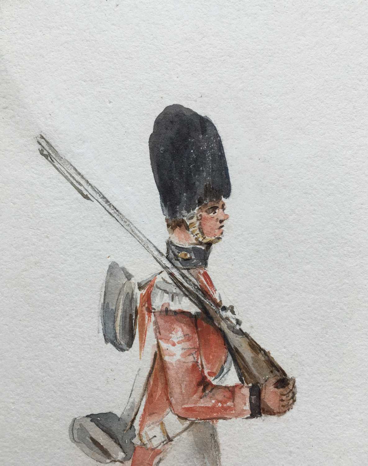 English School, group of three regimental watercolours including a triptych - Image 5 of 16