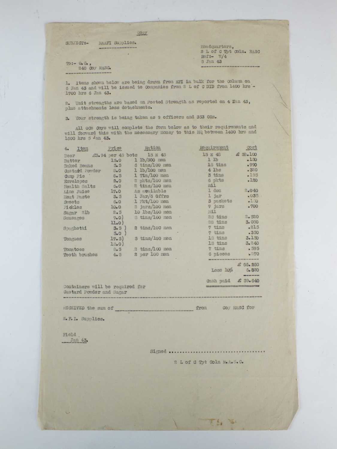 ROYAL ARMY SERVICE CORPS - an interesting archive of approximately sixty World War II documents - Image 5 of 18