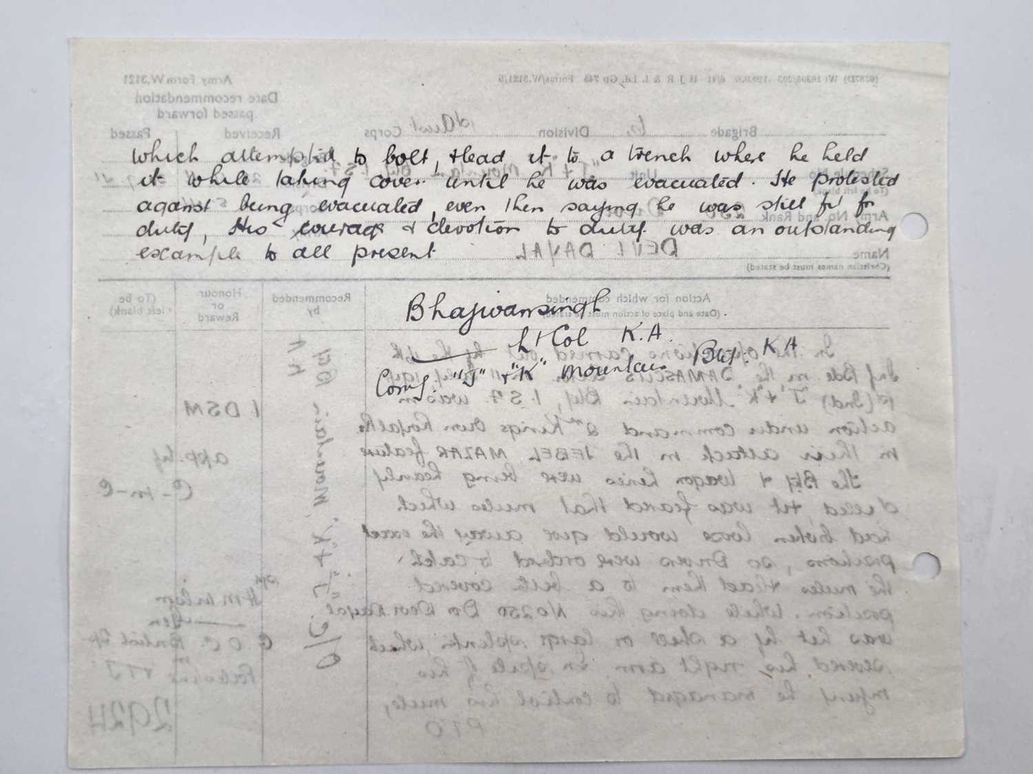 A collection of twenty-eight original World War II Allied Army award recommendations - Image 3 of 8