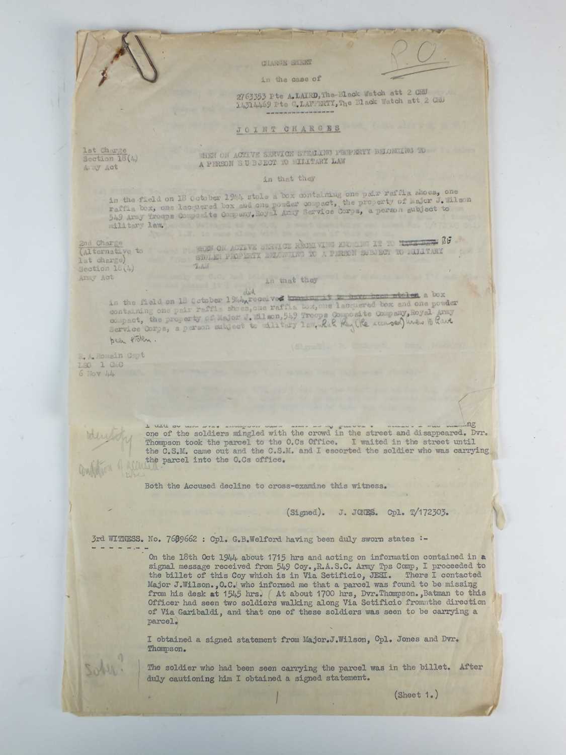 ROYAL ARMY SERVICE CORPS - an interesting archive of approximately sixty World War II documents - Image 6 of 18