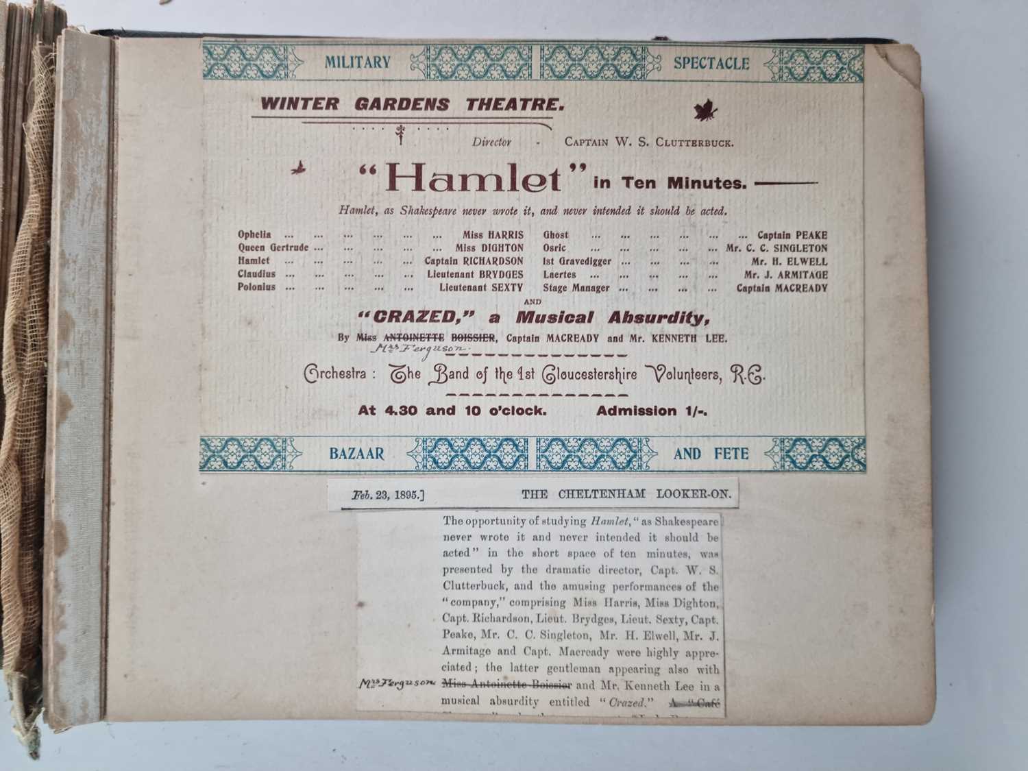 THEATRE INTEREST -Military-related newspaper clippings, theatre and military concert programs. - Image 32 of 36