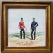 Attributed to Richard Simkin (1850-1926) Two Officers of the Norfolk Regt, circa 1850