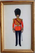 English School, group of three regimental watercolours including a triptych