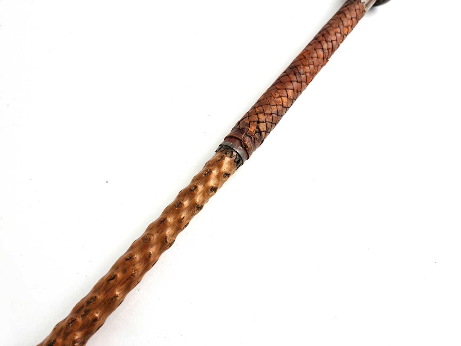 A late 19th/early 20th-century walking cane / pig sticker, with a flattened knop horn handle, - Image 3 of 6