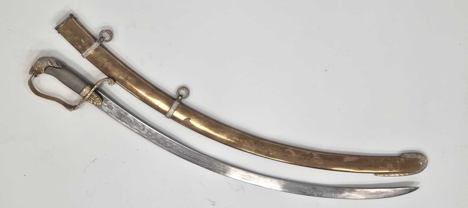 An Indian-made sabre and scabbard with horse head handle - Image 2 of 6