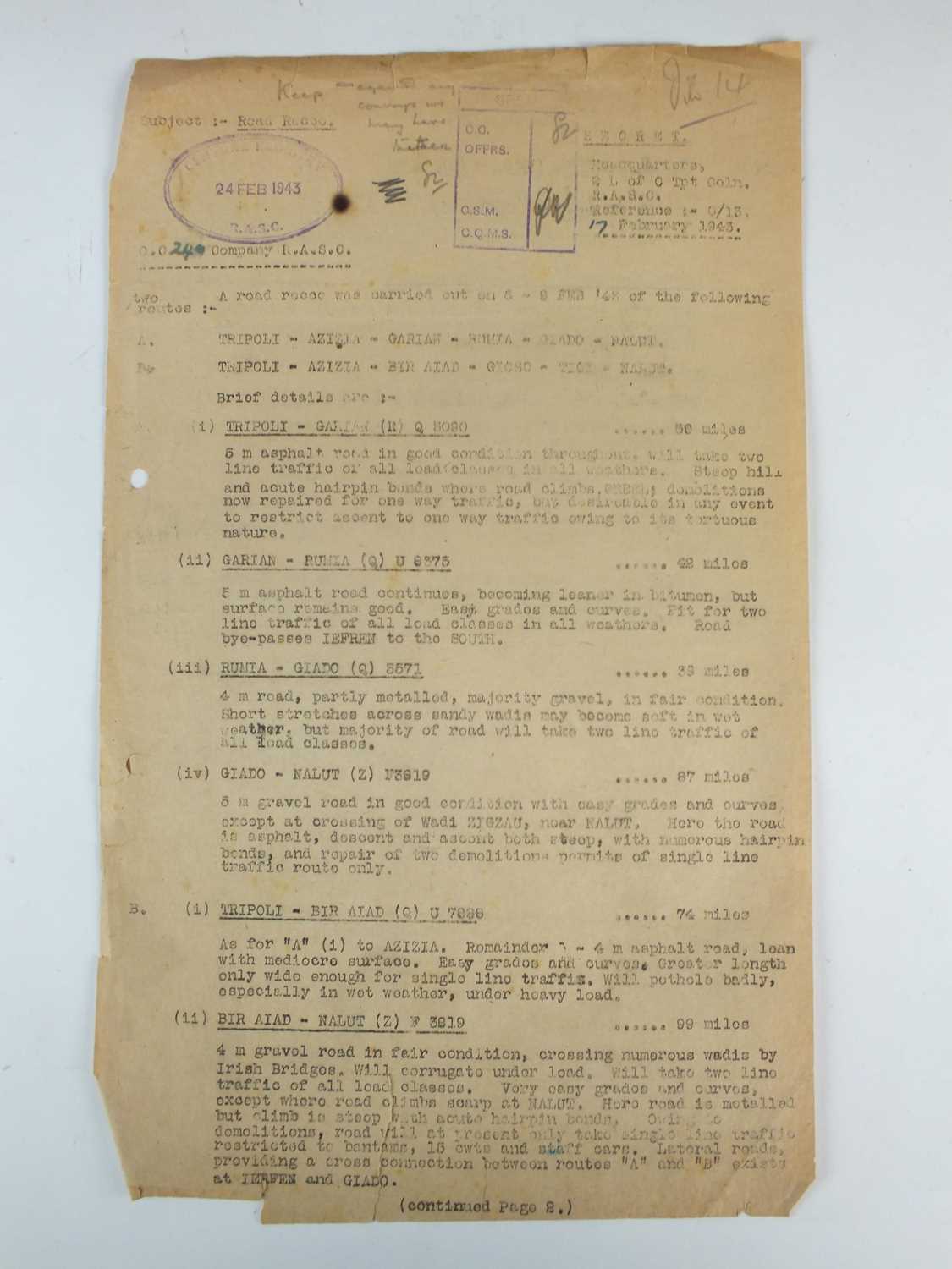 ROYAL ARMY SERVICE CORPS - an interesting archive of approximately sixty World War II documents - Image 4 of 18
