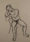 British School (20th Century) Seated Nude Male