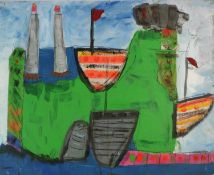 Newlyn School (20th Century) Lighthouse Abstract with Boats