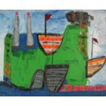 Newlyn School (20th Century) Lighthouse Abstract with Boats